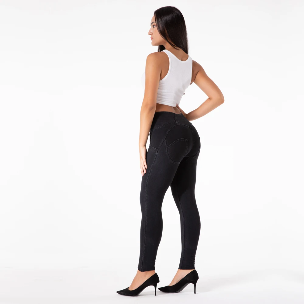 Shascullfites Enhancing Women Black Jeans Pants Ladies High Waist Sculpting Push Up Jeans Leggings Butt Lift Jeggings