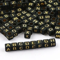 6x6mm black gold color square letter beads random mixed alphabet acrylic loose beads for diy childrens jewelry making crafts