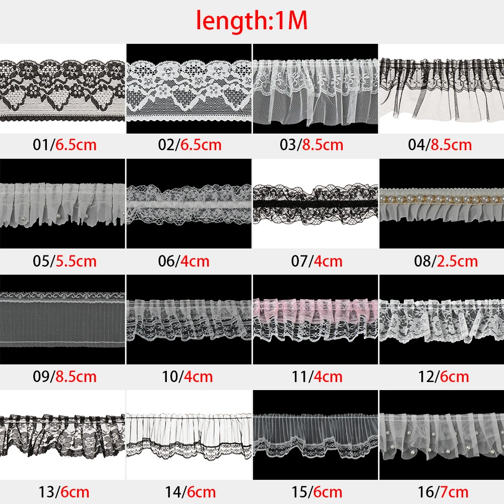 Двухслойная плиссированная сетчатая кружевная ткань 3D длиной 1 м оборки отделка