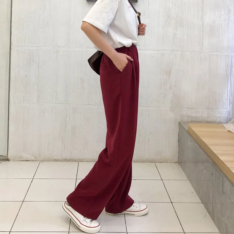 Брюки женские с завышенной талией однотонные свободные утепленные штаны