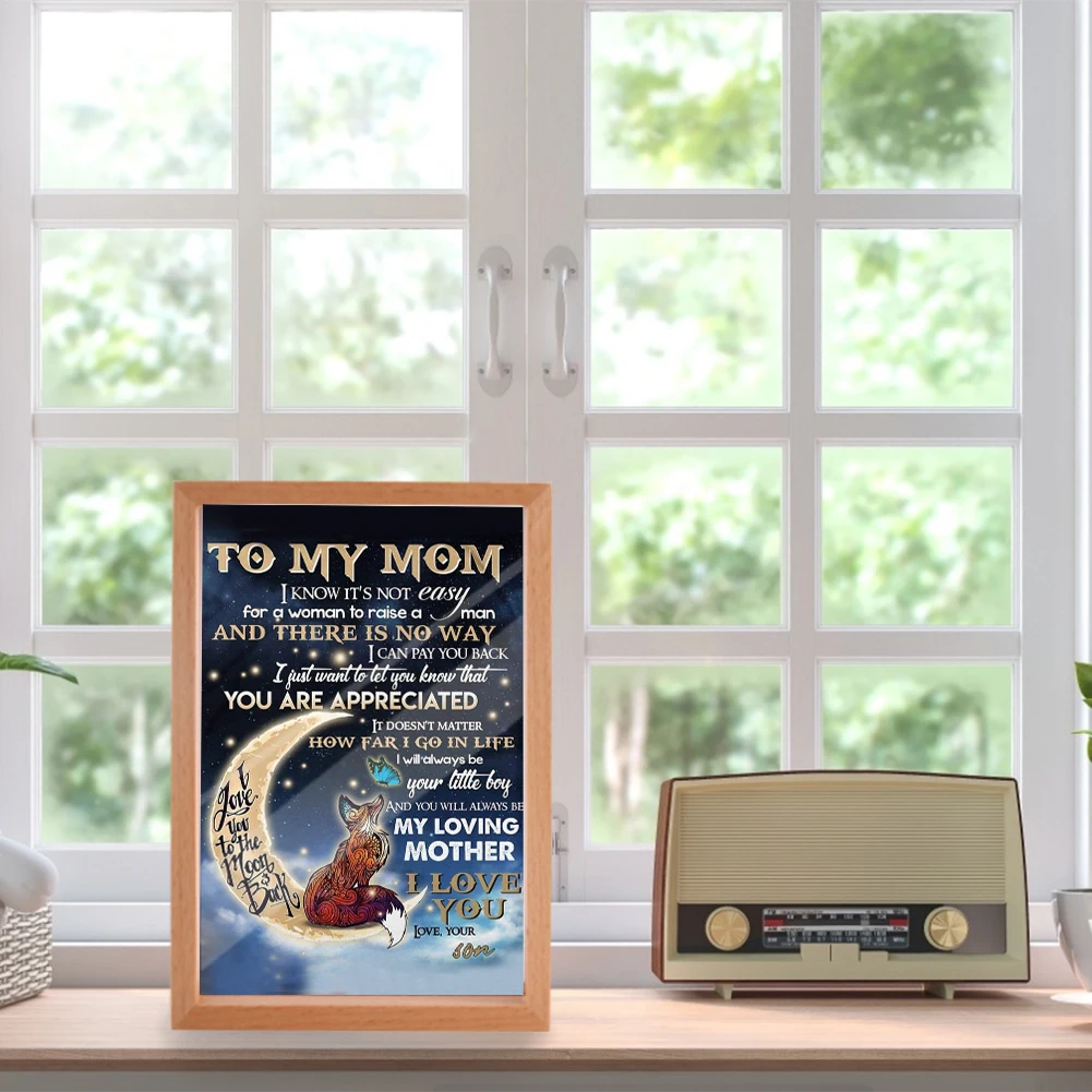 

To My Mom Creative Text Photo Frames Placing Picture Acrylic Board Pictures Display Rack Wooden Rectangle Festival Gift for Mom