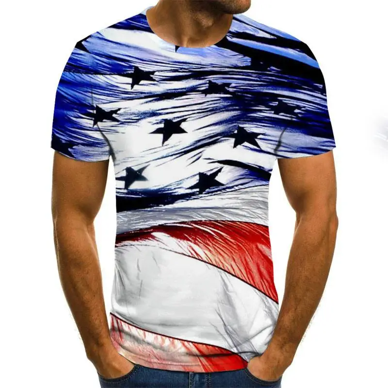 2020 new summer men's T-shirt 3D flag printing round neck casual t shirt T-shirts for men | Мужская одежда