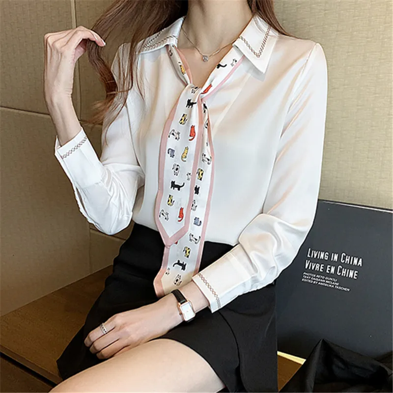 

Chikichi 2021 Spring and Autumn New Women's White Shirt Long-sleeved French Temperament Blouse Women Korean Style