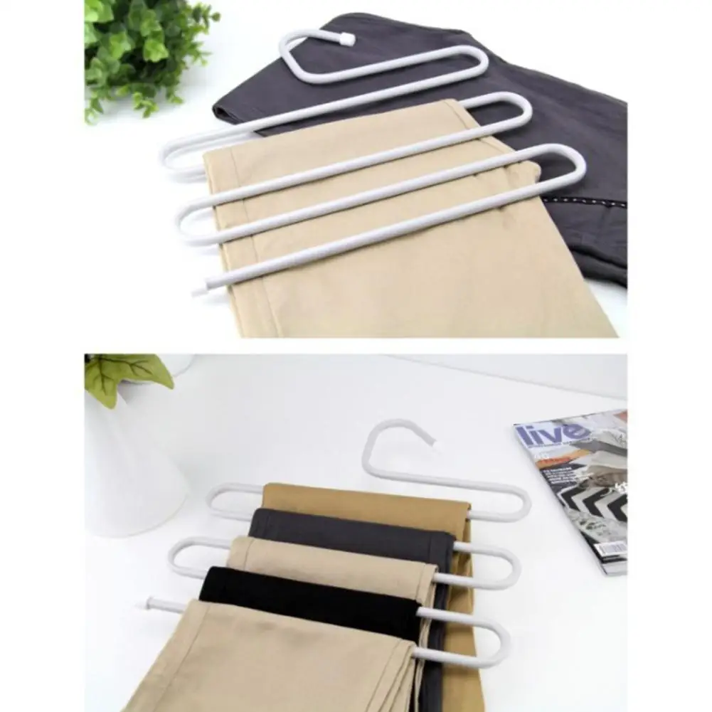 

Multifunction 5 Layers S Shape Stainless Steel Trousers Rack Hanger for Closet Storage