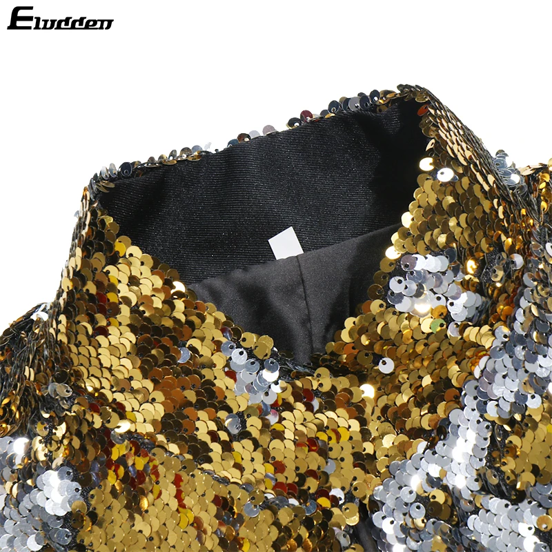 Мужской костюм-куртка жилет двухсторонний с блестками для выступлений на