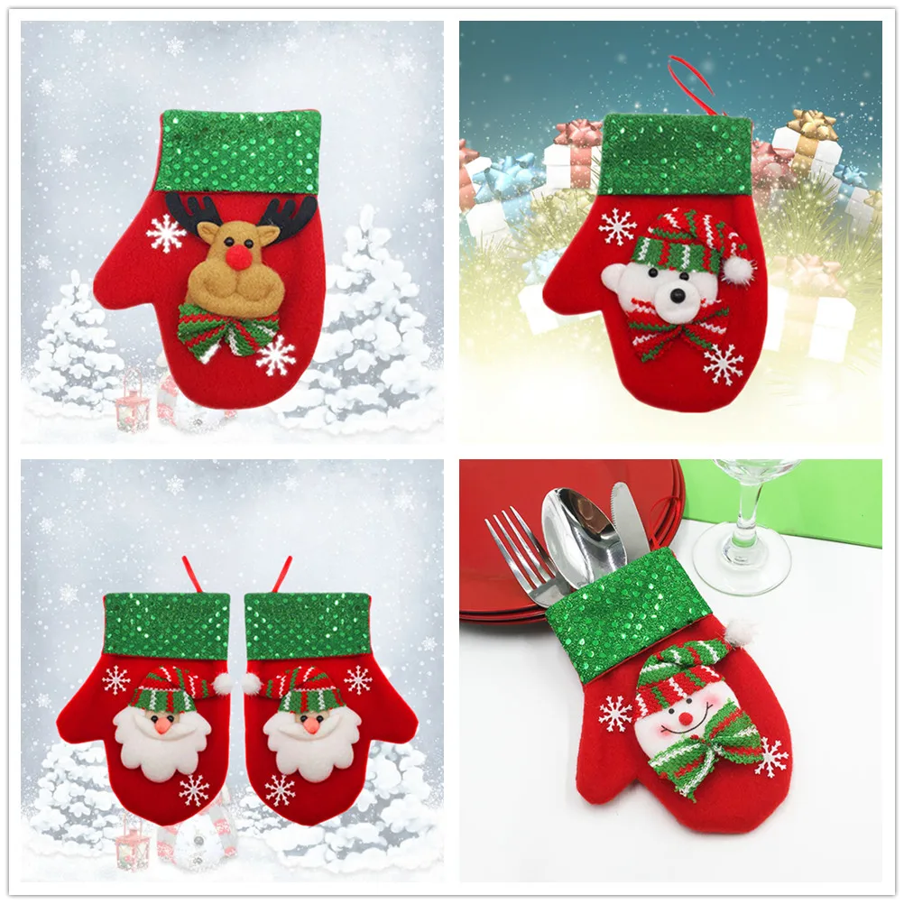 1 шт. рождественские подарочные сумки сумка перчатки для конфет держатель