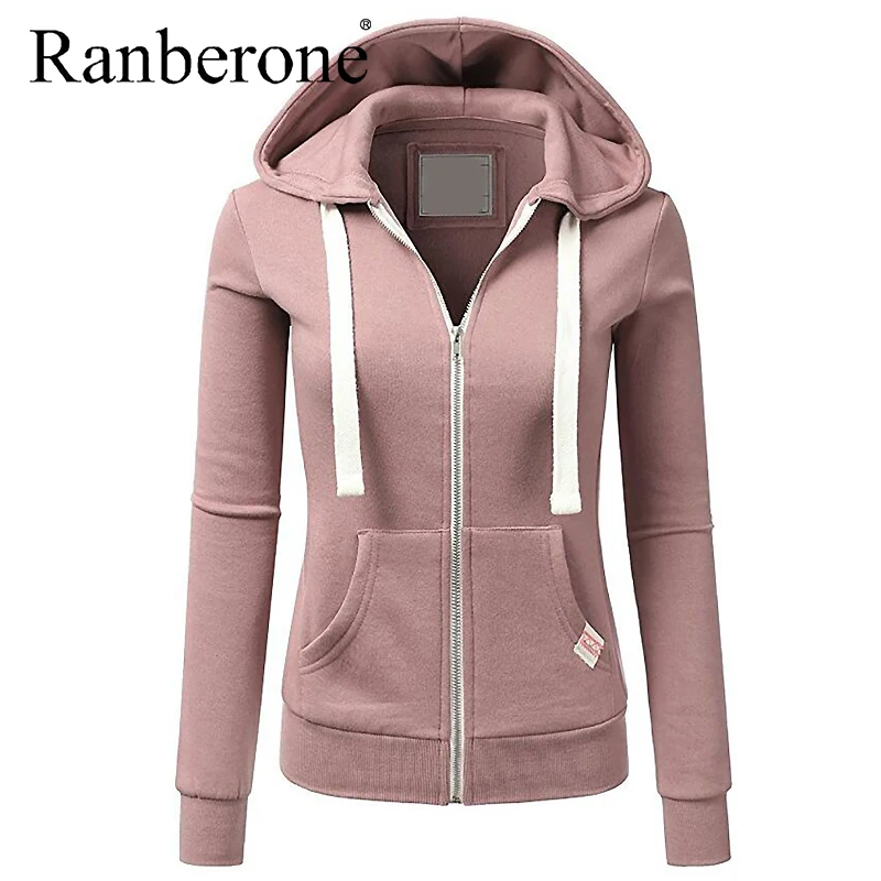 

Ranberone Hot Style Sports Jacket Casual Hoodies Women Long Sleeve Sweatshirt Tracksuit Zipper Sports Coat Solid Color Sweater