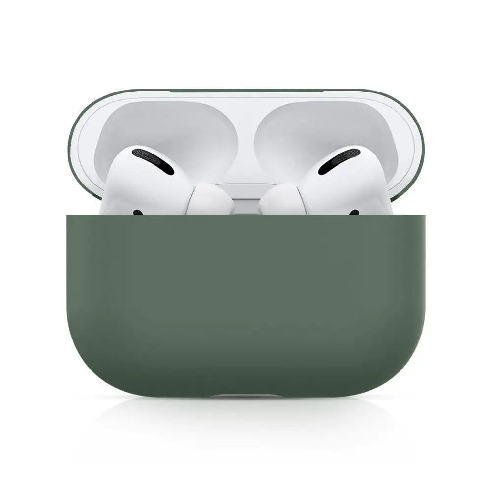 Чехол для AirPods Pro, мягкий жидкий силиконовый защитный чехол, видимый передний светодиодный чехол для AirPods Pro, чехол 3, модный зеленый
