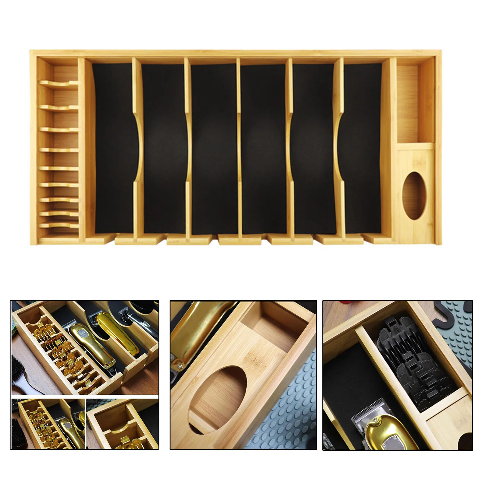

Barber Tools - Barber Clipper Tray Trimmer Holder and Clipper Holder Bamboo