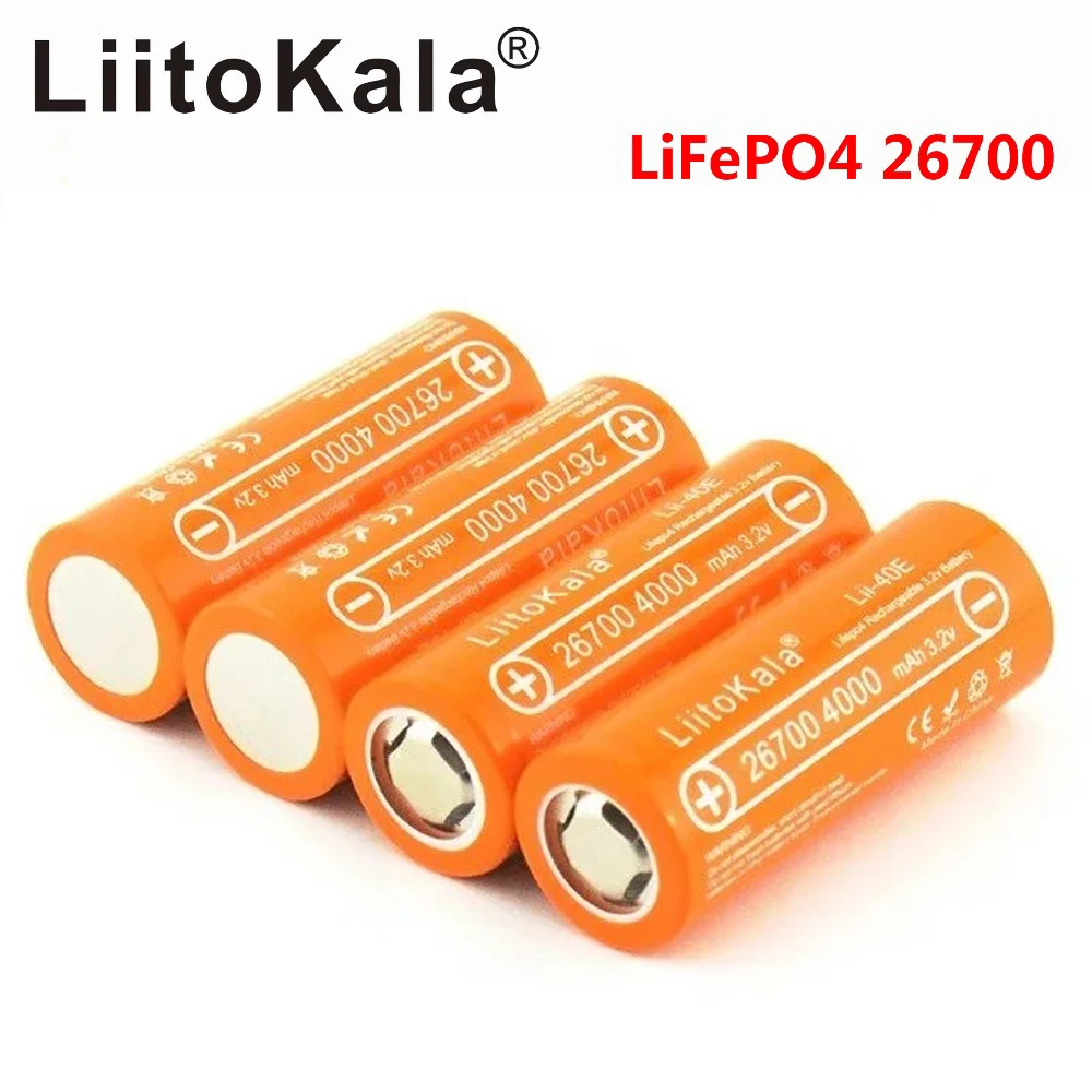 LiitoKala lifepo4 аккумуляторная батарея 3 2 в 26700 4000 мА · ч 10 А сменная уровень разряда
