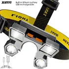 Мощный светодиодный фонарик со встроенным аккумулятором, уличный Переносной Фонарь для кемпинга и походов, 20000 люмен