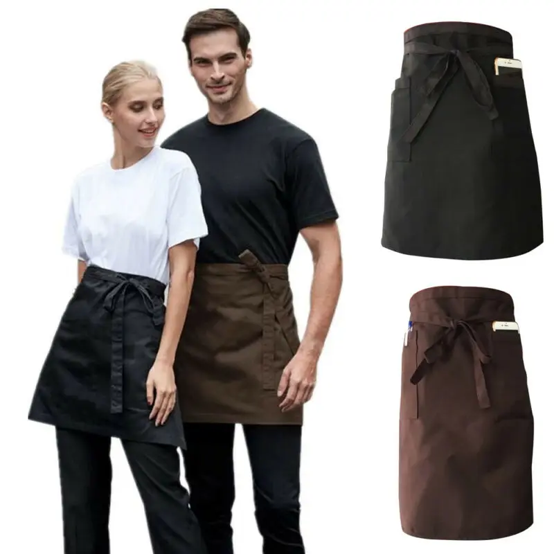 Unisex Kitchen Cotton Bow Short Half Waist Apron Bar Pub Cafe Server Waiter Waitress Black Coffee | Specialty Tools
