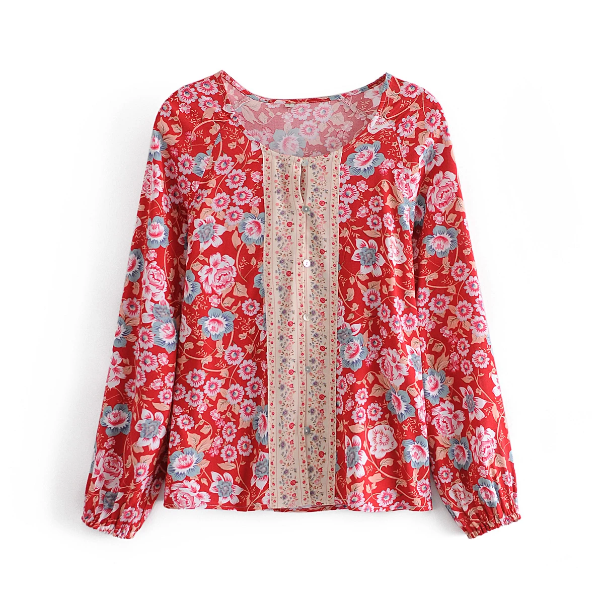 

Jastie 2021 Spring Summer Women Blouse Shirts Long Sleeve Vintage Floral Printed Shirt Blouse Boho Casual Beach Tops Blusas