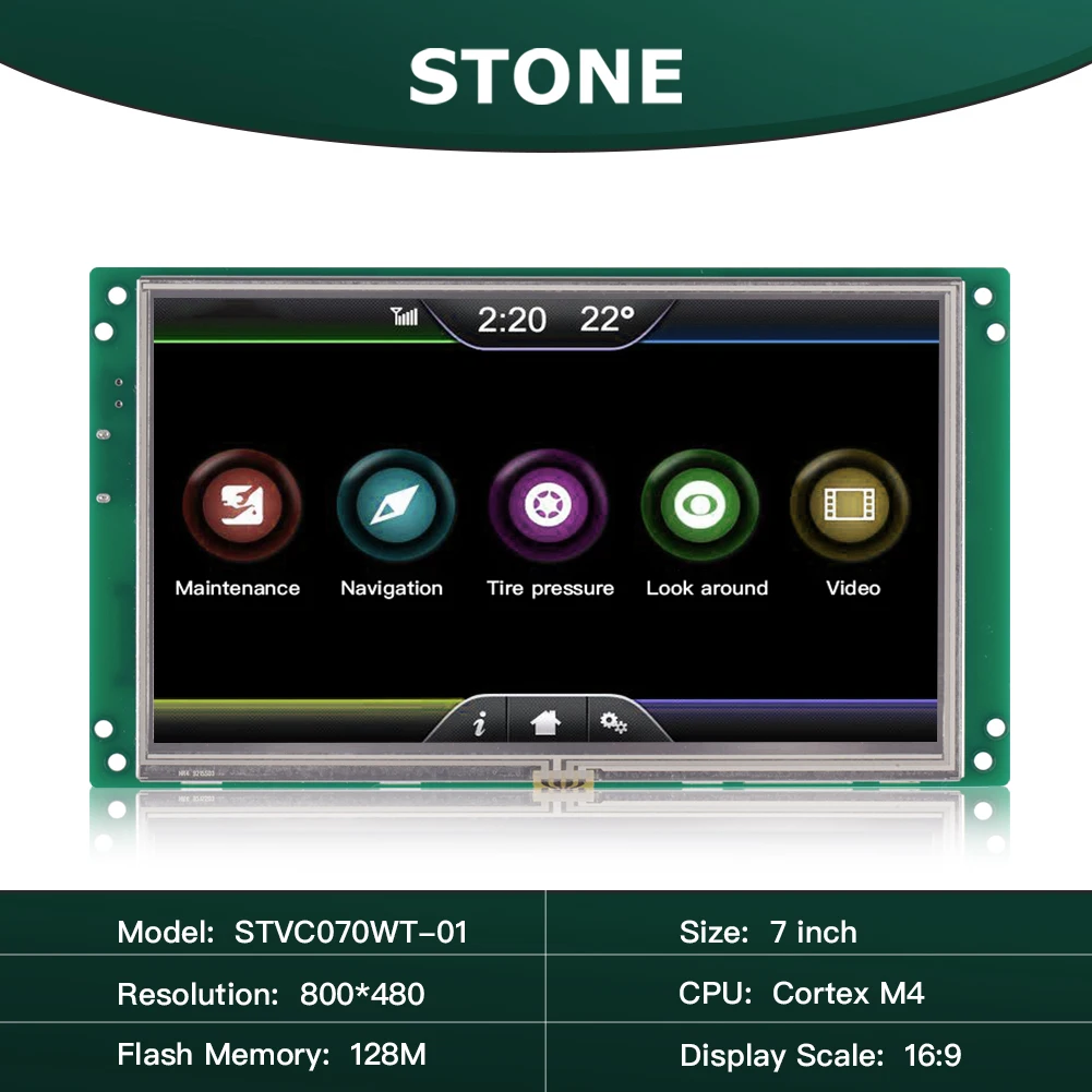 7 Inch HMI Touch Panel TFT LCD Module with Customization Service and High Resolution of 1800*480/1024*600 for Industrial Use