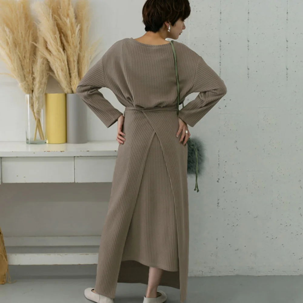 Женские осенние шикарные платья в Корейском стиле женские черные вязаные