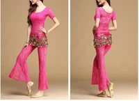2022 the new sexy belly dance trousers lace split pants for women belly dance trousers dance practice clothes trousers m l