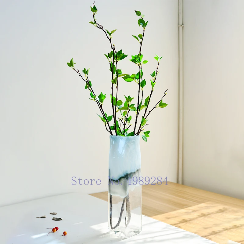 Креативная прозрачная ваза из скандинавского стекла квадратная градиентная