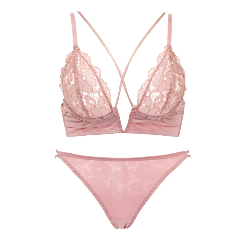 Комплект женского нижнего белья бюстгальтер с глубоким V-образным вырезом белье