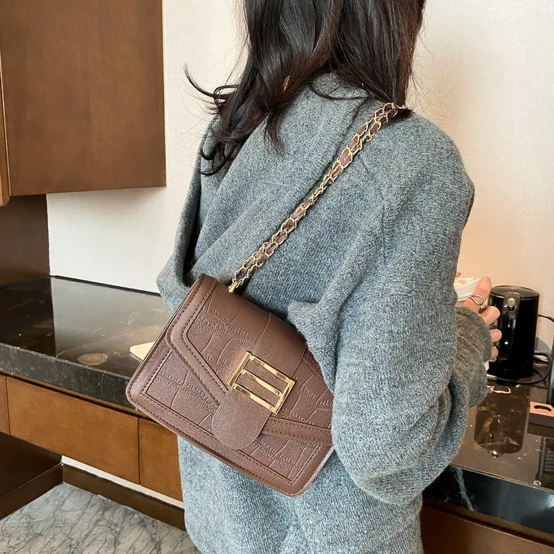 

WMbag PU Leather Crossbody Bags For Women 2021 Small Shoulder Handbag Simple Bag Female Luxury Chain Handbags and Purses W09