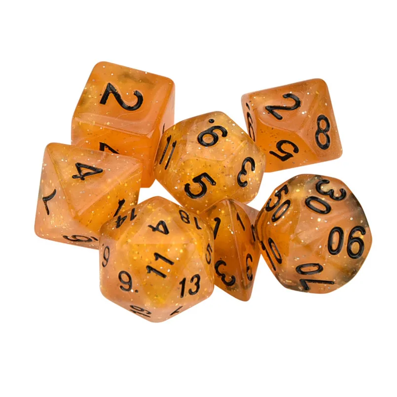 7 шт. Набор кубиков многогранные кости многогранные dados de rpg многогранные акриловые кости dnd Набор Игральных кубиков игралые кости 30A19 - Цвет: gold dice set