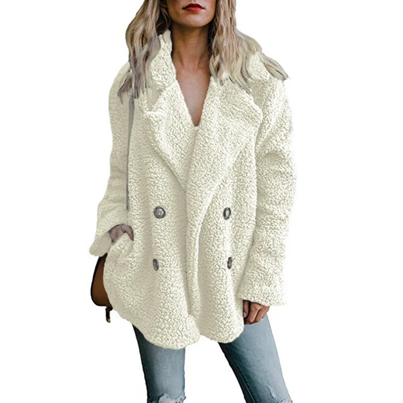 2021 Teddy Bear пальто женщин OuterwearsFaux меха с длинным рукавом пушистые меховые зимние