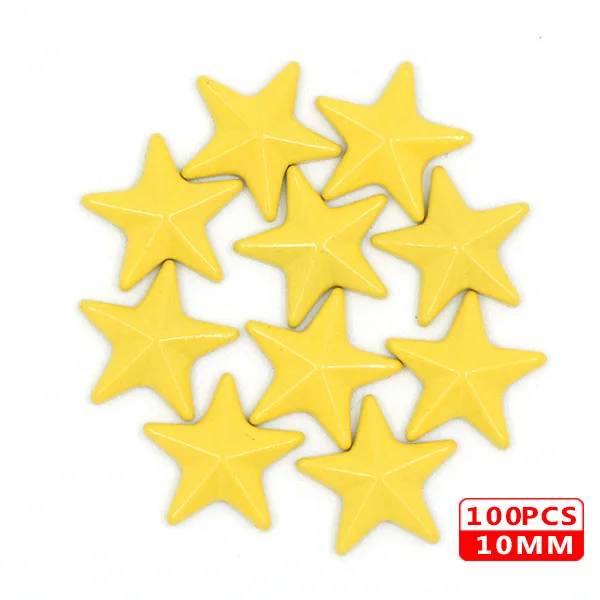 10MM Star Yellow 100 шт Горячая фиксация шпильки медь звезда квадратный череп стразы железные заклепки для одежды металлические заклепки DIY панк аксессуары для одежды - Цвет: 10MM Star Yellow