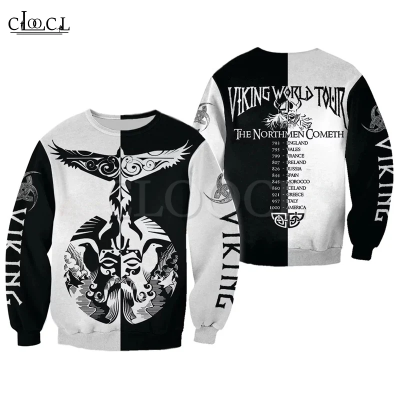 

CLOOCL Newest Viking Warrior Tattoo 3D Print Harajuku Leisure Sweatshirt Hoodie Zipper Jacket Casual Hip Hop Satan Tattoo Tops