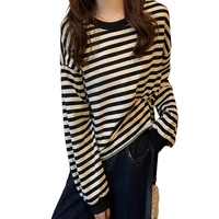 womens fleece lined striped dropped pullover