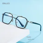 Очки для близорукости для мужчин и женщин, брендовые дизайнерские винтажные очки с двойной переносицей, в металлической оправе,-1,5-2,5