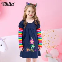vikita girl dresses baby girls dress butterfly rainbow children long sleeve clothes girls patchowrk infant vestidos 2 8y lh5805