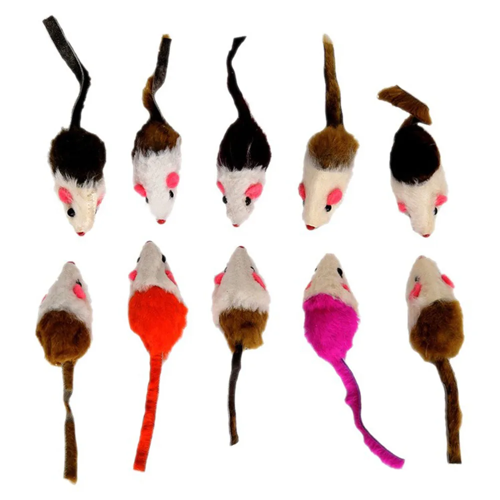 10 шт./лот мягкая искусственная мышь из кроличьего меха игрушки для кошек|Игрушки