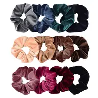 Lot 50 Pcs Women Elegant Velvet Solid Elastic Ponytail Holder Scrunchies Tie  Rubber Band Headband Lady  Accessories
