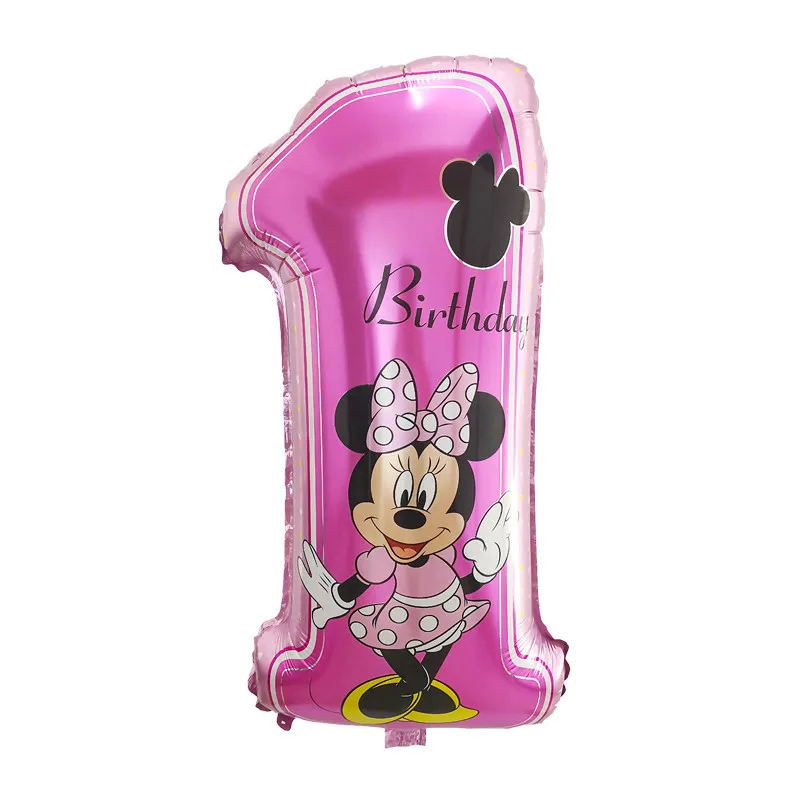 

50pcs Mickey Minnie Number 1 Birthday Balloons Foil Helium Happy Birthday Wedding Decoration Globos Baby Shower Party Supplies
