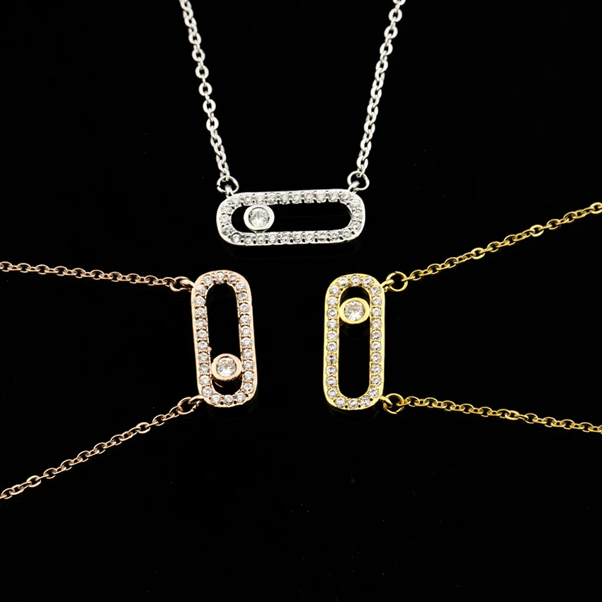 

Arab Style Crystal Bead Zircon Pendant Necklace For Women Stainless Steel Geometric Elements Gold Color 3 Dot On Oval Necklace