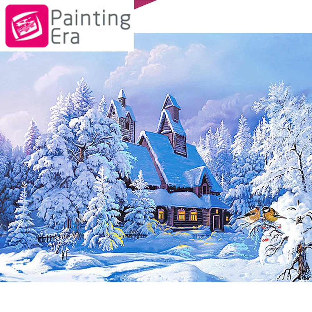 Зима 2020 5D алмазная живопись DIY вышивка полная круглая стразы мозаика домашний