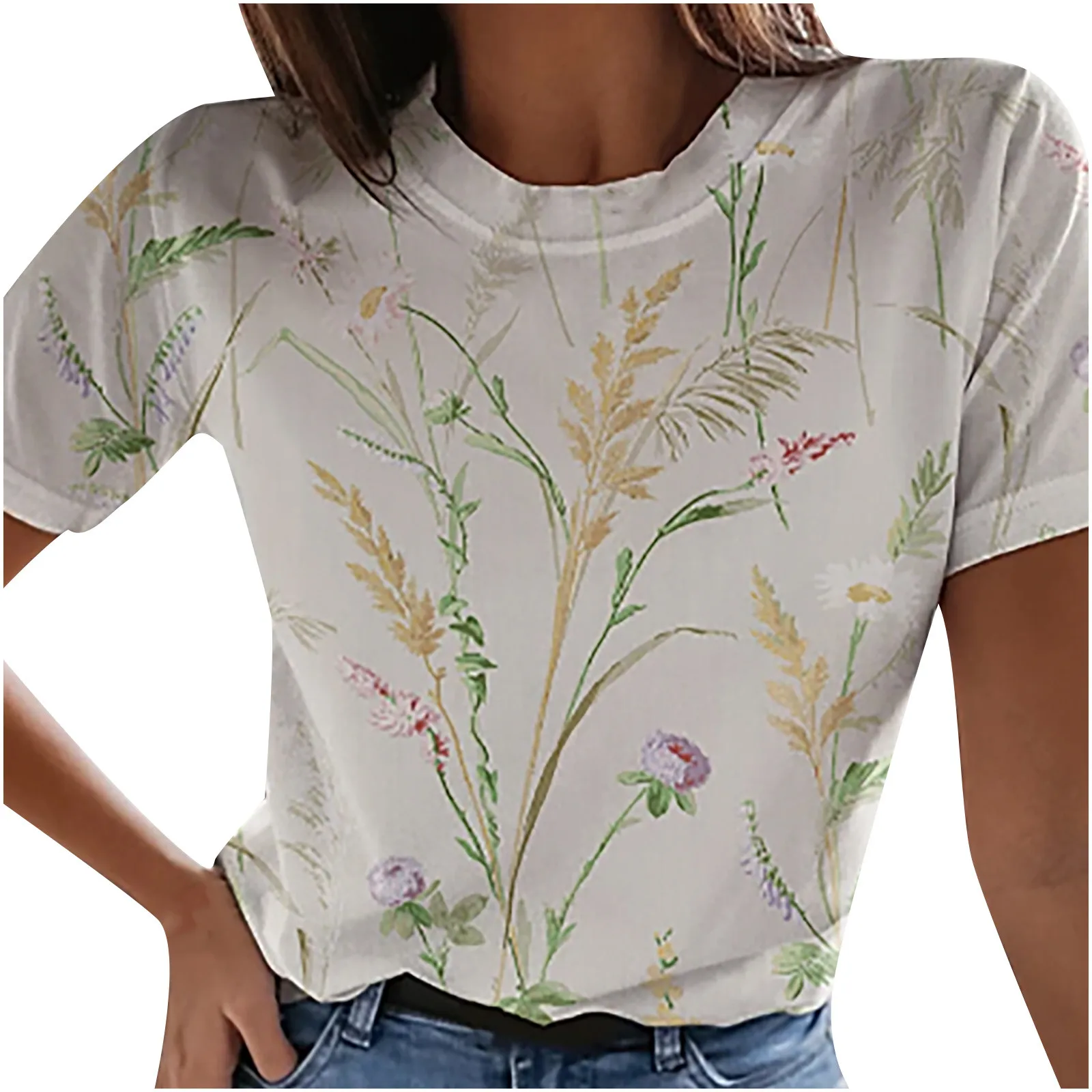 

Harajuku топы с принтом женская Повседневная футболка с короткими рукавами с принтом; Футболка с о-образным вырезом с коротким рукавом Повседне...