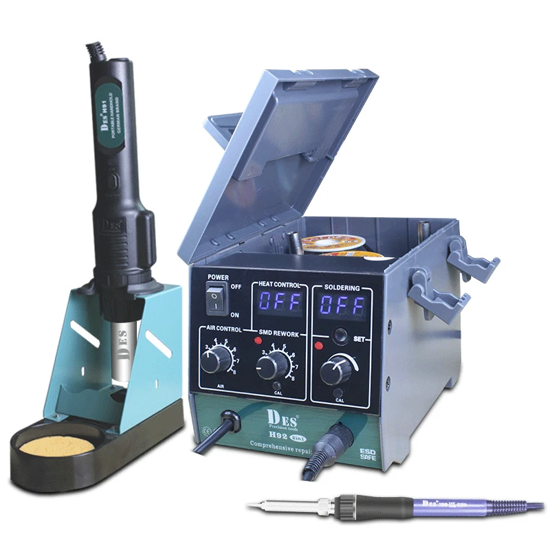 

CXG DES Soldering Station High Frequency Thermostat Electric Soldering Iron Hot Air Gun 2 in 1 Repair Tool Case H92B 1600W