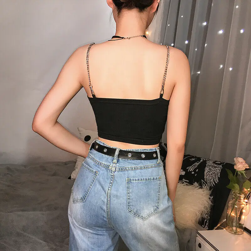 Сексуальная Женская Хип-хоп модная металлическая цепочка на бретельках