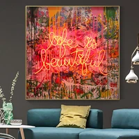 graffiti pop art life is beautiful canvas painting street art poster prints wall pictures for living room home decor cudros