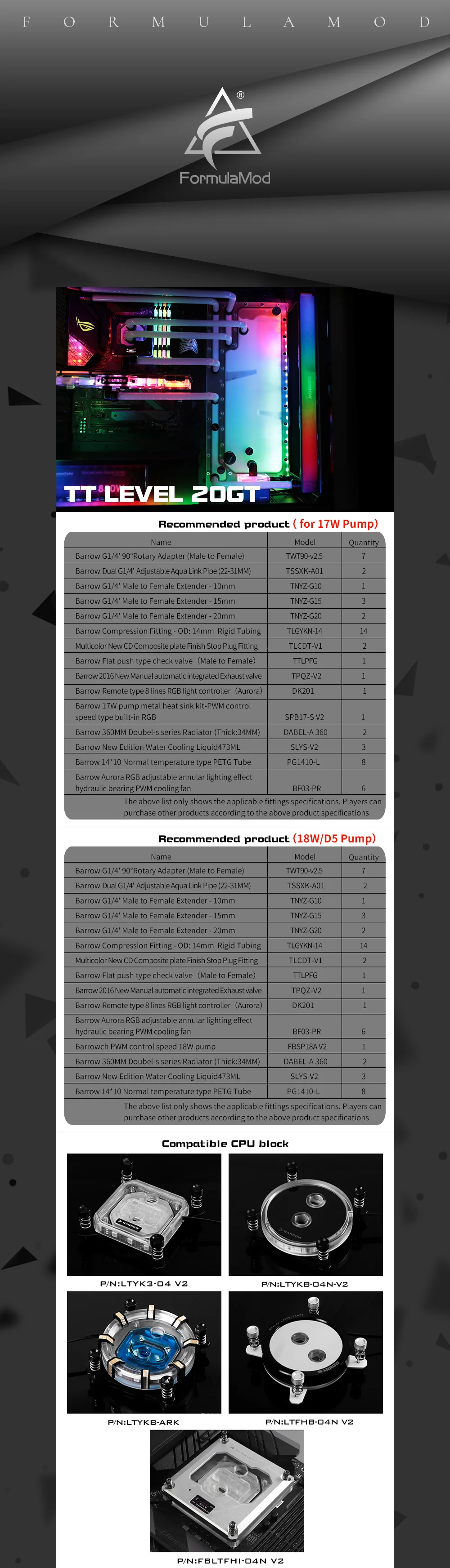 Курган TT-20GT-SDB, водные доски для TT уровень 20GT чехол, для Intel cpu водоблок и один/двойной GPU корпус