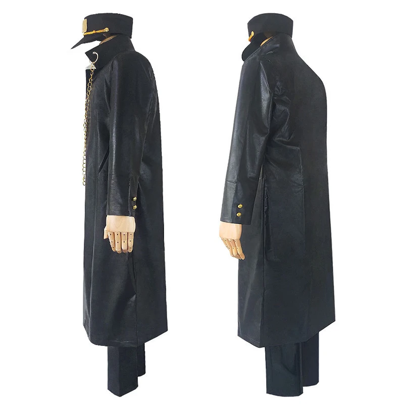 Аниме Kujo Jotaro, костюм для косплея, рубашка, шляпа, брюки, Необычные Приключения JoJo, Jotaro KujoFull, набор, черная одежда для мужчин и женщин, Хэллоуин