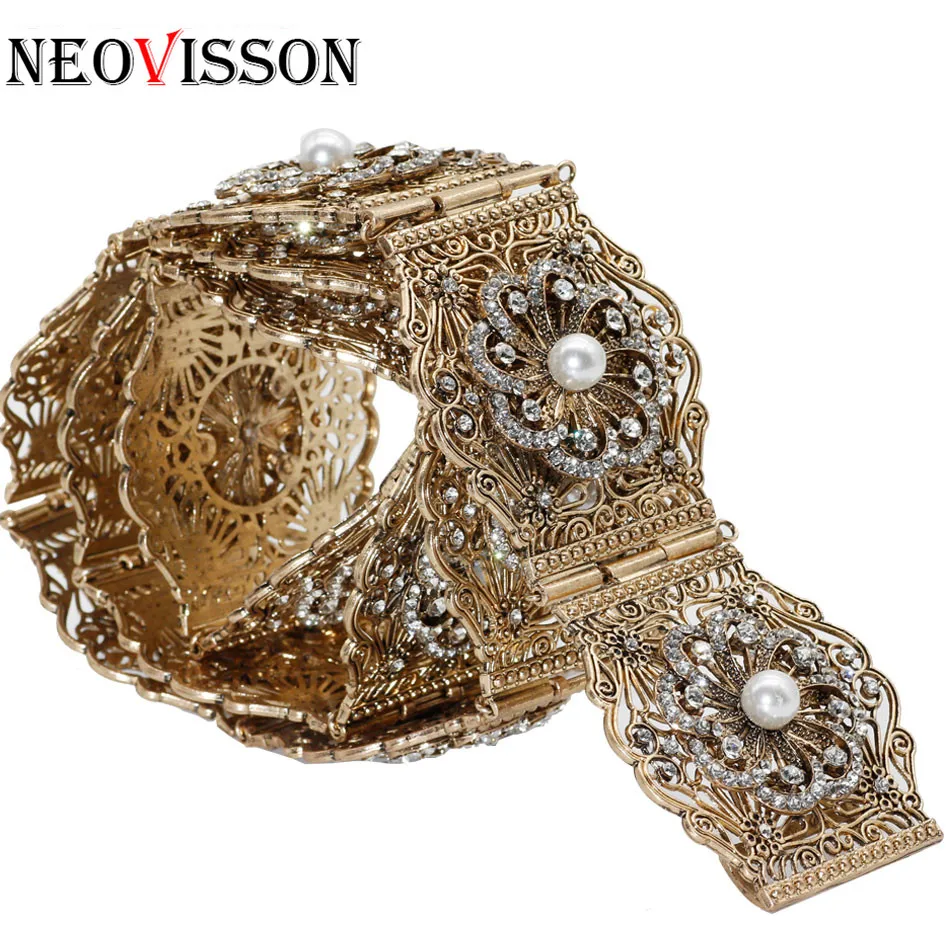 NEOVISSON Morocco Caftan Rhinestone металлический поясной ремень для женщин этнические Свадебные украшения для тела Искусственный жемчуг Закавказский пояс цепочка