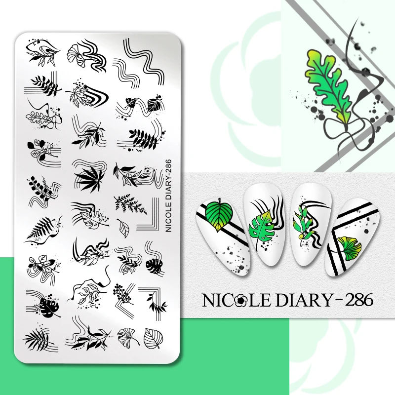 Трафареты NICOLE DIARY для стемпинга ногтей лист с полосками геометрический рисунок