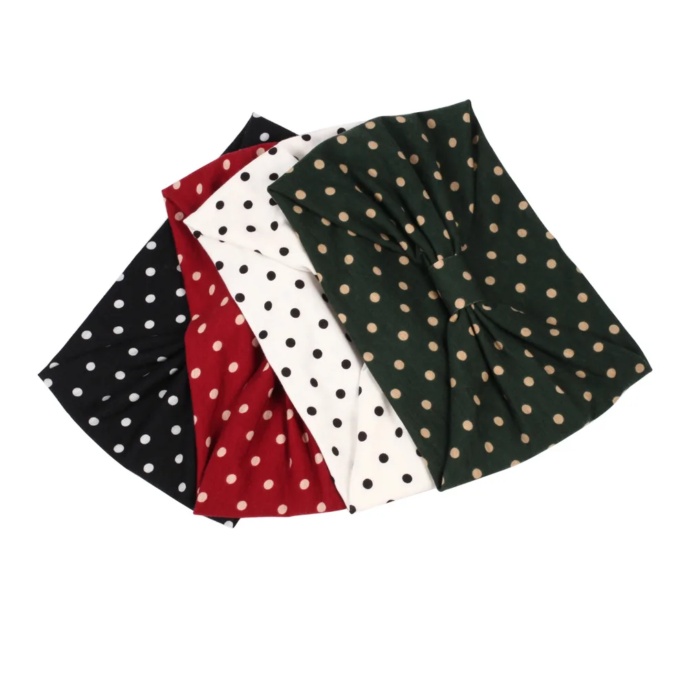 

Винтаж в горошек повязка на голову хорошее качество расширить плетенная повязка для головы для Для женщин богемный для волос Головной Обру...