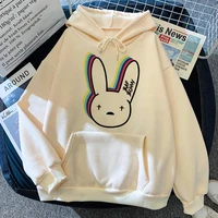 funny bad bunny kawaii hoodie clothes women clothes splicing pullover casual oversized harajuku warm long sleeve winter hoodie