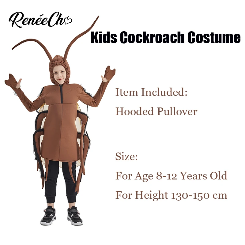 Reneecho Kids Cockroach Costume Halloween For Boys Insect Cosplay Funny Animal Purim |