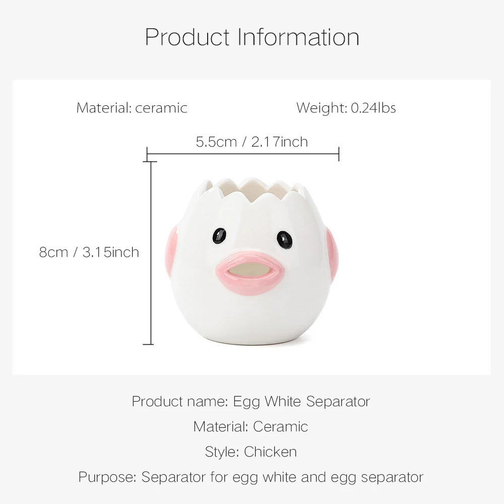 

Egg Yolk White Seperator Practical Portable Exquisite Cute Creative Ceramic Egg Divider Durable Kitchen Baking Kitchen Tools