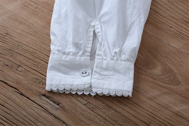 

Lamtrip 2021 Retro Boutique Delicated Little Flowers Embroidery Stand Collar Long Sleeve White Cotton Shirt Blouse