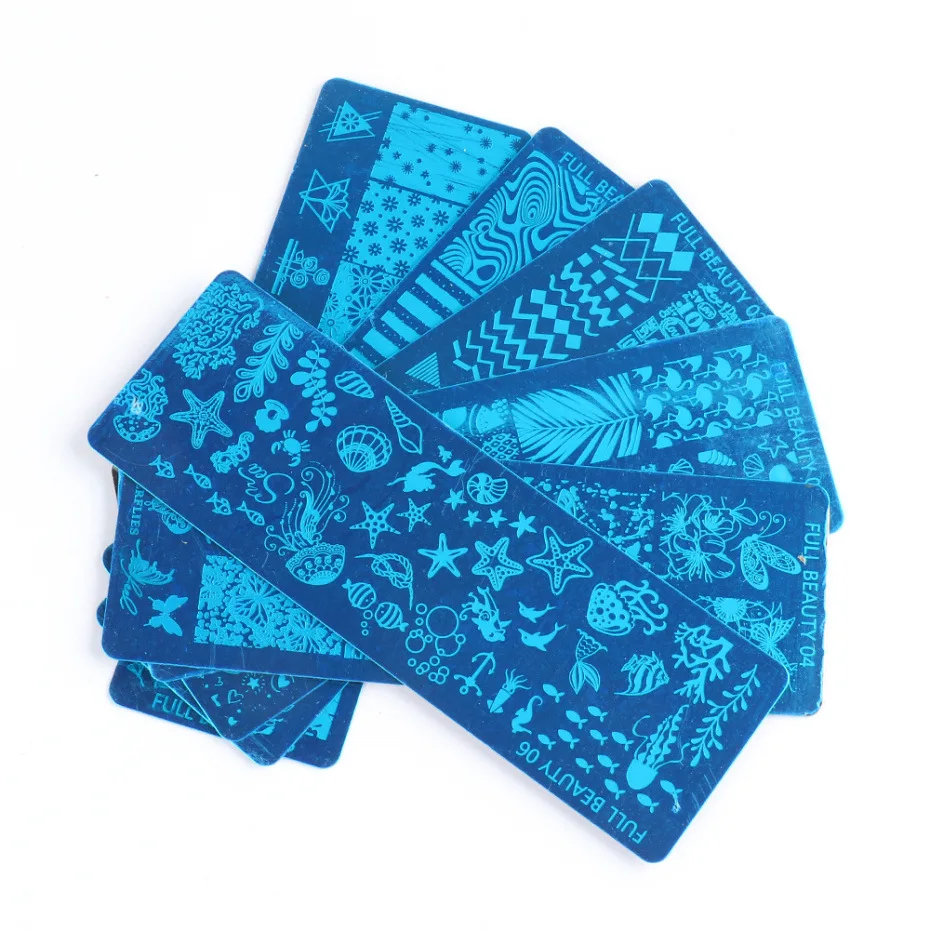 

Underwater World Flower Designs Nail Stamping Plates Love Heart Nail Art Template Heart Printing Manicure Stencil Tools