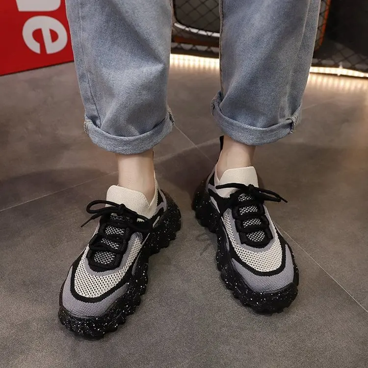 

Platform Sneakers for Women Breathable Mesh Sneakers Shoes 2021 Autumn Women Flat Outdoor Running Shoes Ladies Sock Sneakers